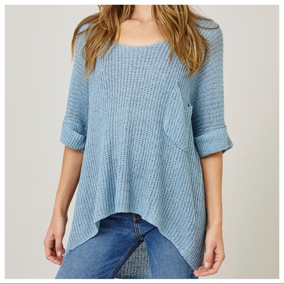 Spring beautiful front pock knit high low sweater - Picture 3 of 5